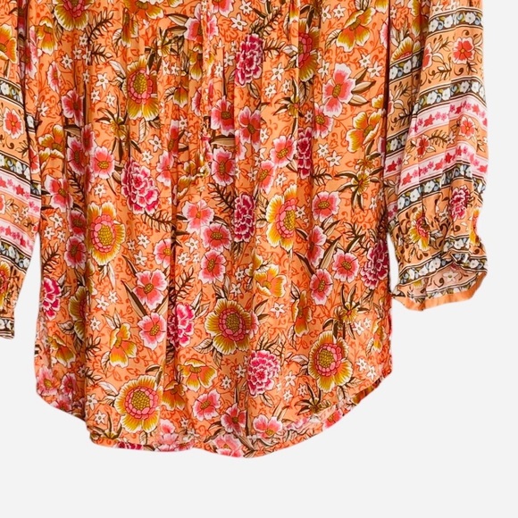 Umgee tangerine orange mix print floral top size M - Picture 6 of 14